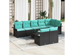 Vidaxl Conjunto De Sofá De Jardim 9 Unid. Preto Vime Pe