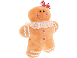 Almofada de Natal Pelúcia Sherpa em Formato Biscoito Gengibre,