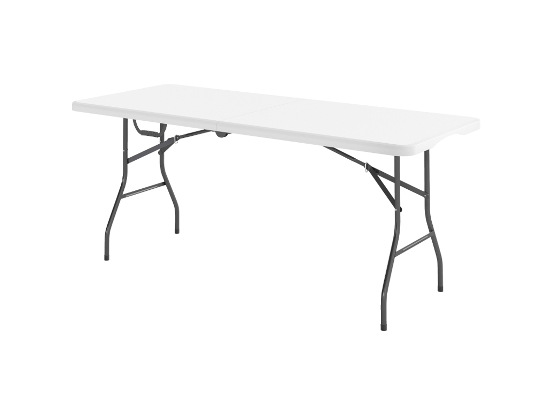 Mesa Dobrável Camping Metal Plástico Piquenique Branca VELTRIX