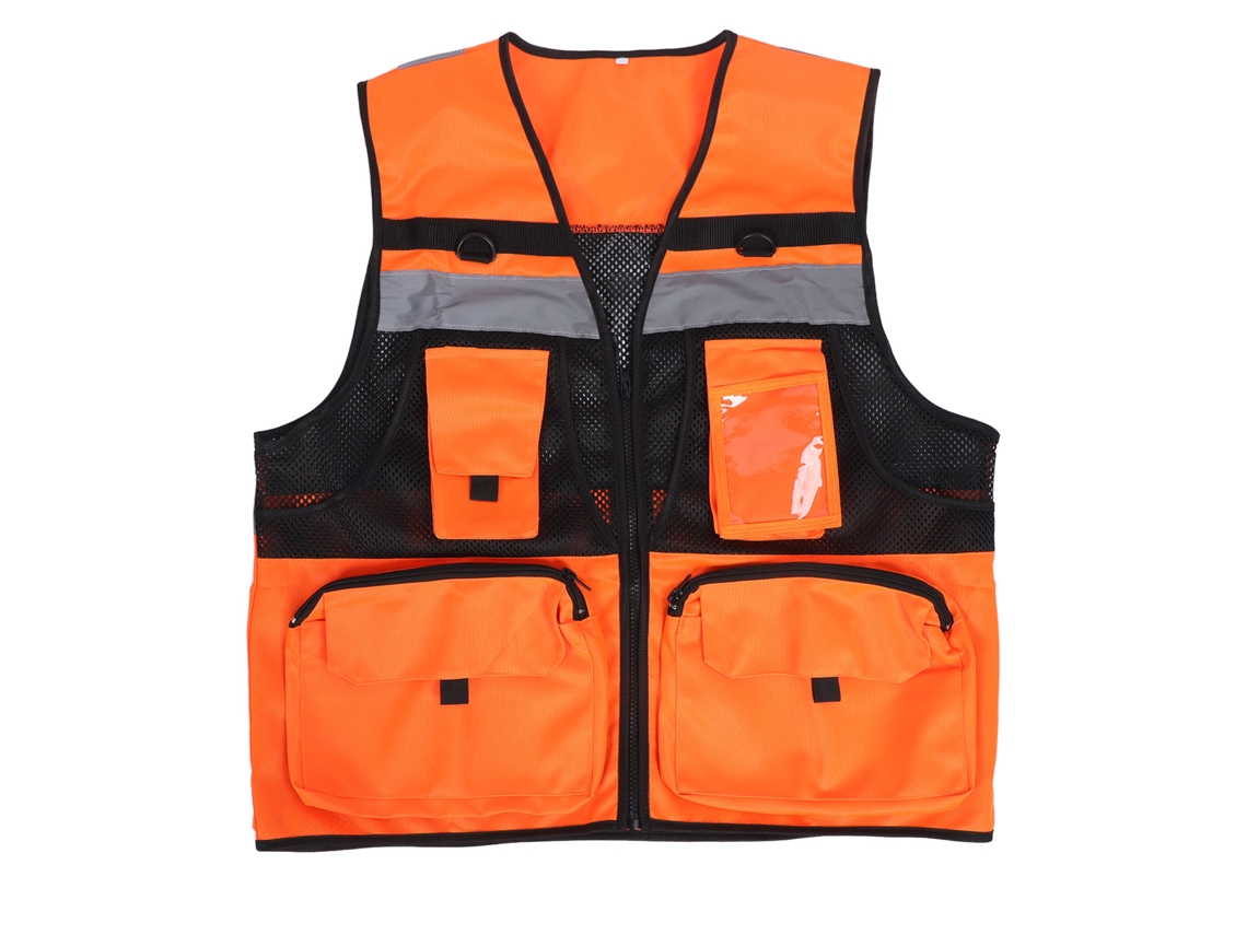 Vlrla-chaleco De Segurança Reflexivo De Alta Visibilidade Com Bolsos Respiráveis Para Saúde, Ciclismo, Construção, Tamanho M, Vermelho Fluorescente