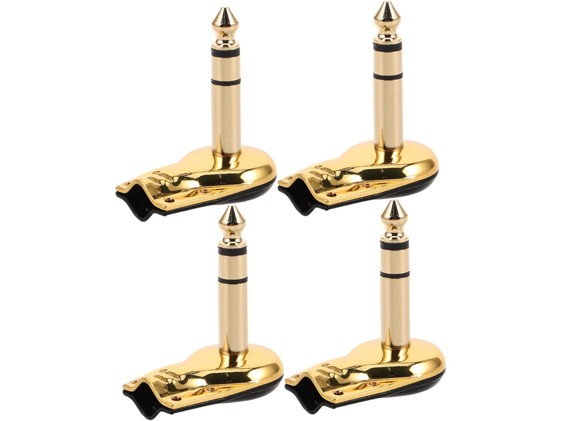 Conjunto De 4 Adaptadores De Áudio Com Conector Estéreo Macho De Metal Reforçado De 1/4 Para Guitar Gokoco