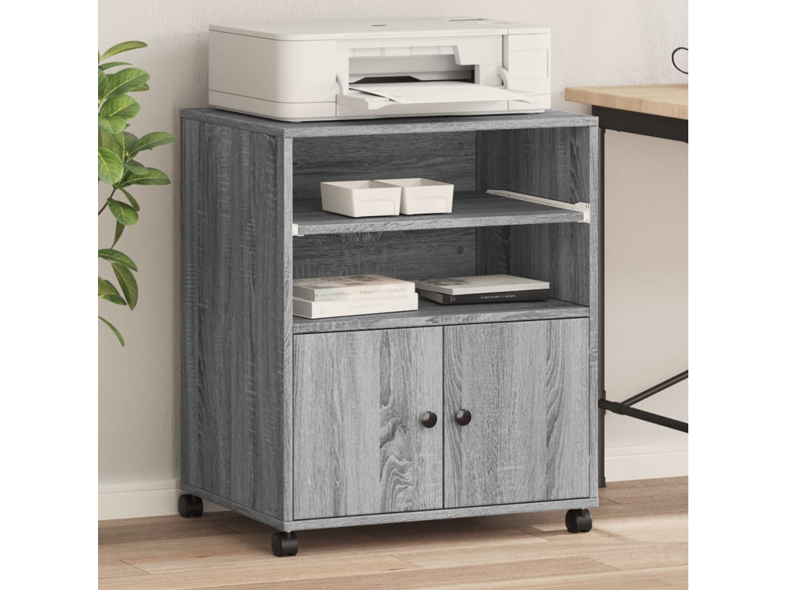 Vidaxl Suporte Para Impressora Com Rodas 60x48x74 Cm Cinzento Sonoma
