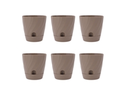 Vaso Plástico LAXISCREED Jardim 6pcs Marrom