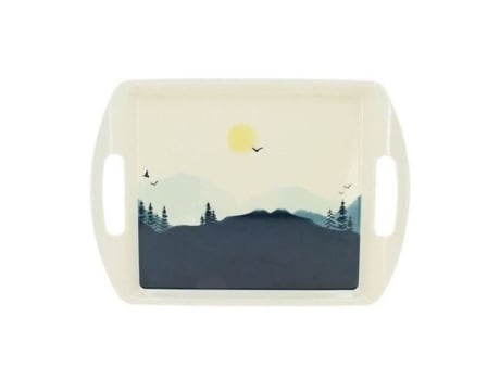 Bandeja Nova Styl Alpage 35,5 X 26 Cm Azul E Branco Resistente E Leve Novastyl