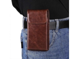 Bolsa De Cintura Vertical Para Celular Com Fecho Magnético E Clipe De Cinto Em Couro Pu Envelhecido.