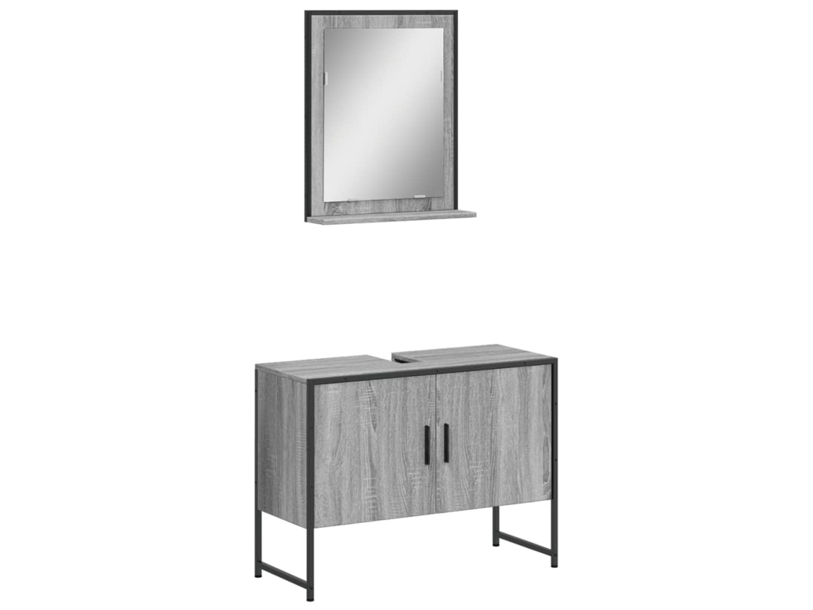 Bathroom Cabinet Set, Bathroom Cabinet Sets Vidaxl Cinzeto Madeira Processada (n/a)