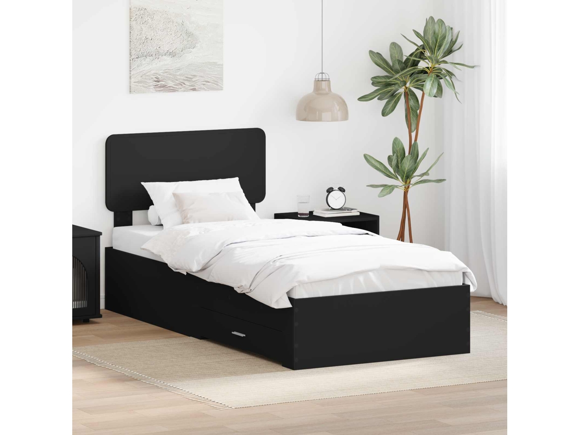 Vidaxl Estrutura Da Cama Preto 75 X 190 Cm Madeira Processada