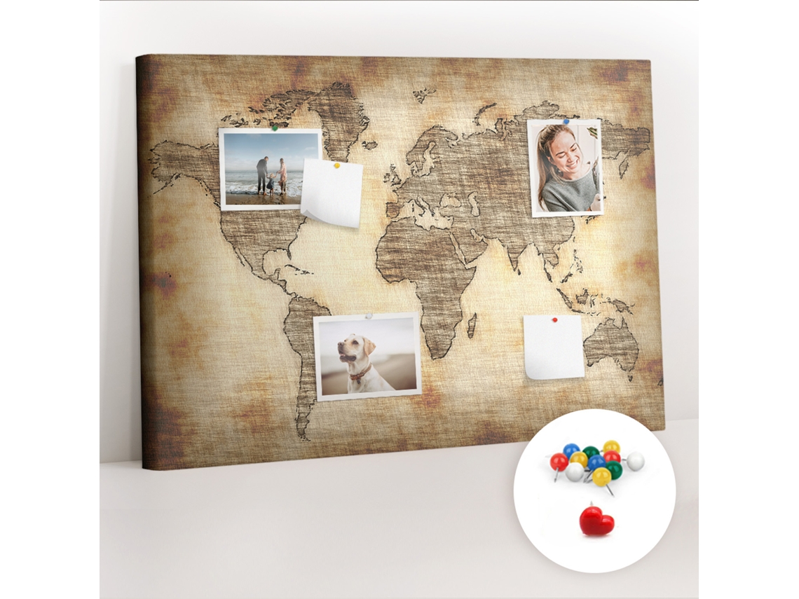 Painel De Cortiça Para Parede Mapa-múndi Antigo Para O Quarto Das Crianças Espelharte (70x100 Cm)