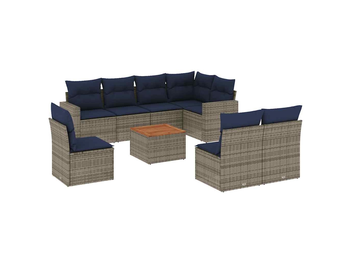 Conjunto de 9 Sofás P/ Jardim C/ Almofadões Vime Pe Cinzento MAISON EXCLUSIVE (9 pcs)