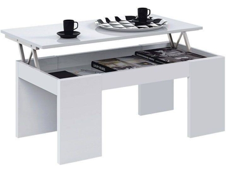 Mesa de Centro FORES Elevatoria  (Branco - Melamina - 100 x 43–55 x 50 cm)