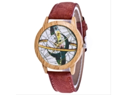 Relógio de Pulso Casual de Quartzo com Pulseira de Couro para Homem e Mulher Marrom