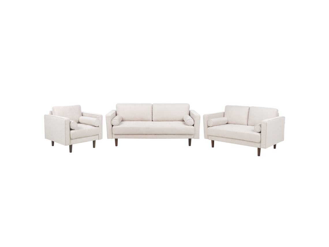 Conjunto De Sala De Estar Beliani Nurmo De Tela Beige 177x74x78