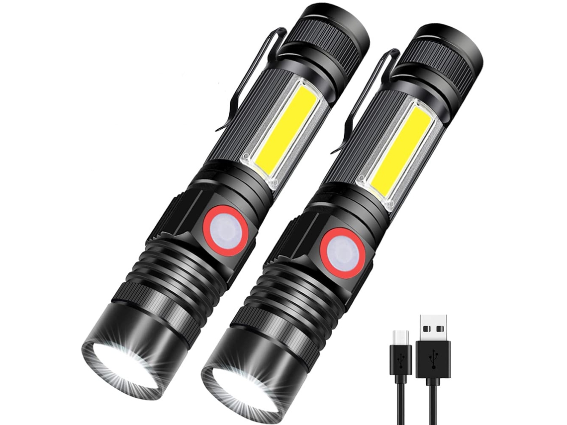 Lanternas Led Recarregáveis com Sidelight Usb à prova d'água 3 Modos HALINUIA