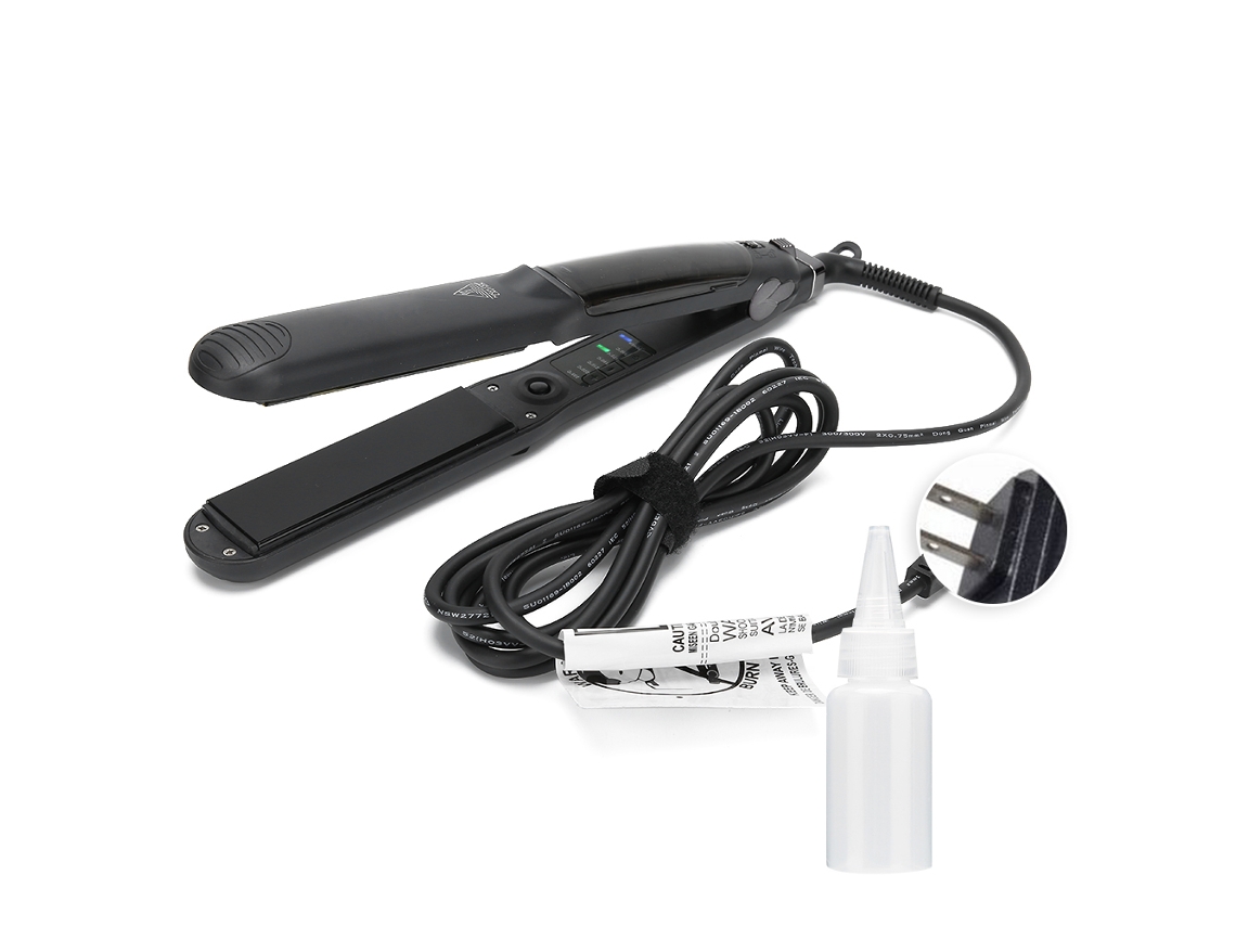 2026 plancha de Cabelo a Vapor com Aquecimento Ptc Cerâmico Nanométrico Alloy Black Plugue Us 110~240v