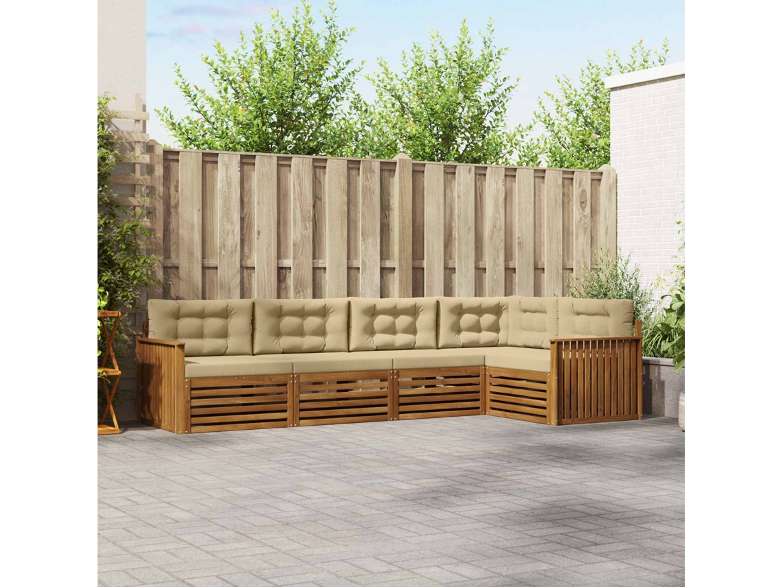 Vidaxl Conjunto De Sofás Para Exterior 5 Pcs Natural E Bege