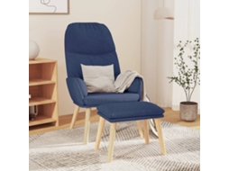 Vidaxl Cadeira De Descanso Com Banco Tecido Azul