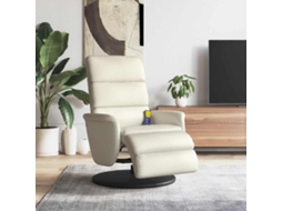 Vidaxl Cadeira Massagens Reclinável C/apoio Pés Couro Artificial Creme
