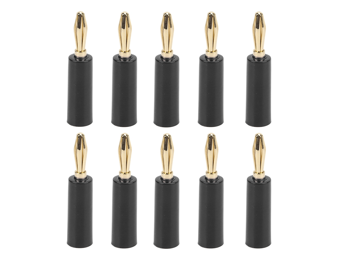 10 Unidades Conectores De Plugues Banana De 4mm Sem Solda De 6 Lâminas Para Equipamento Eletrônico Industrial Preto