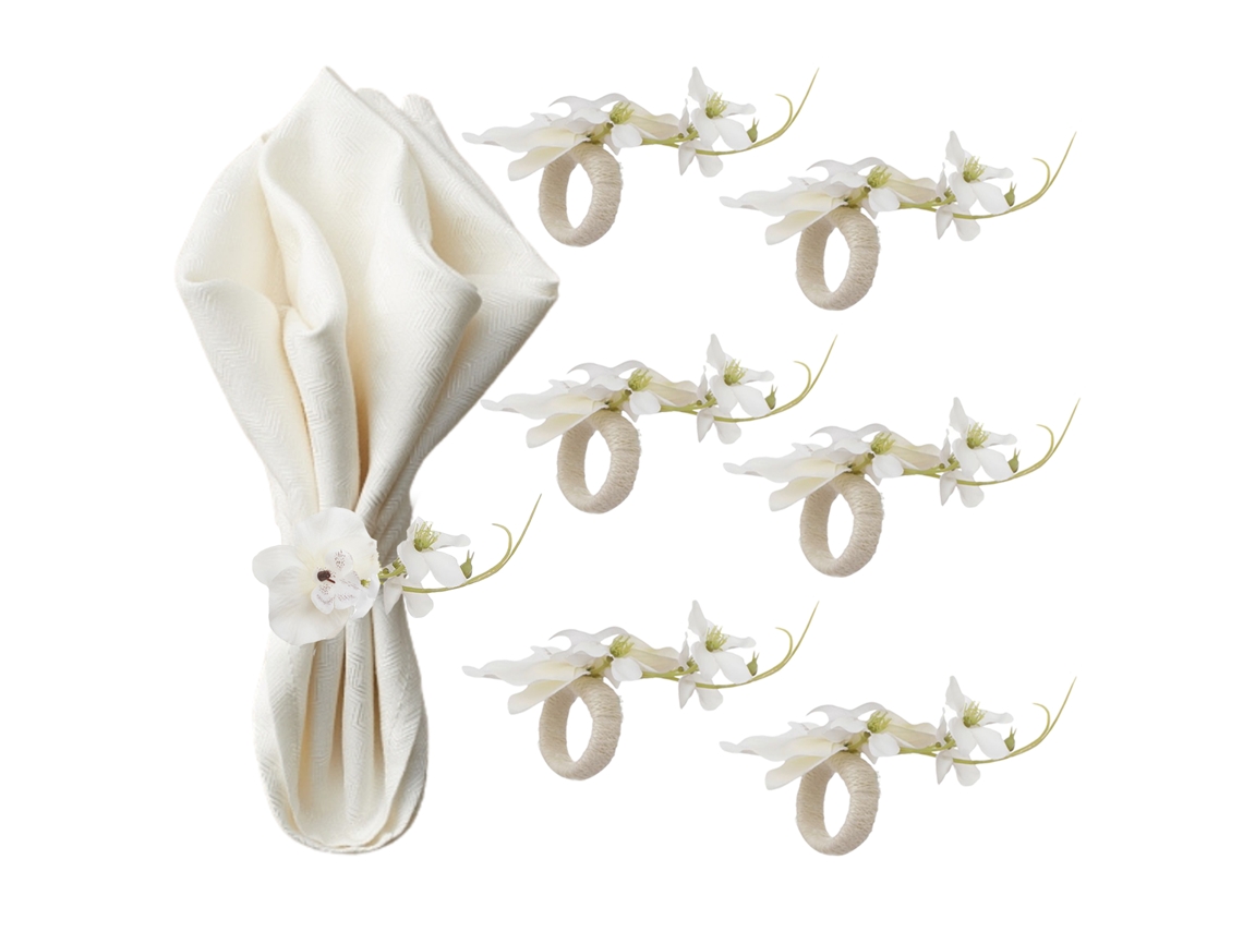 Anel Guardanapo Orquídea Simulada Branco Puro