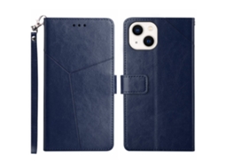 Capa Quedas Para Iphone 15 Plus Pele Sintética Azul