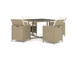 Garden Dining Set, Garden Dining Sets Vidaxl Bege Rattan / Vime (109 Cm Table Length)