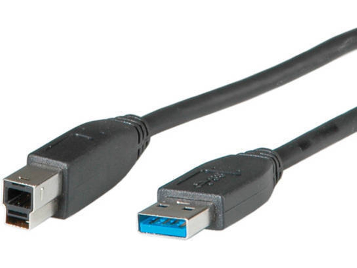 Cabo de Dados ROLINE (USB A - USB B - 3 m - Preto)