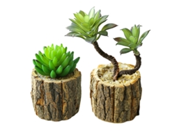 2 Peças de Vaso de Pilha de Madeira Planta Suculenta em Vaso Decoração Criativa para Casa Simulação de Planta Suculenta e Flor RNEMITERY