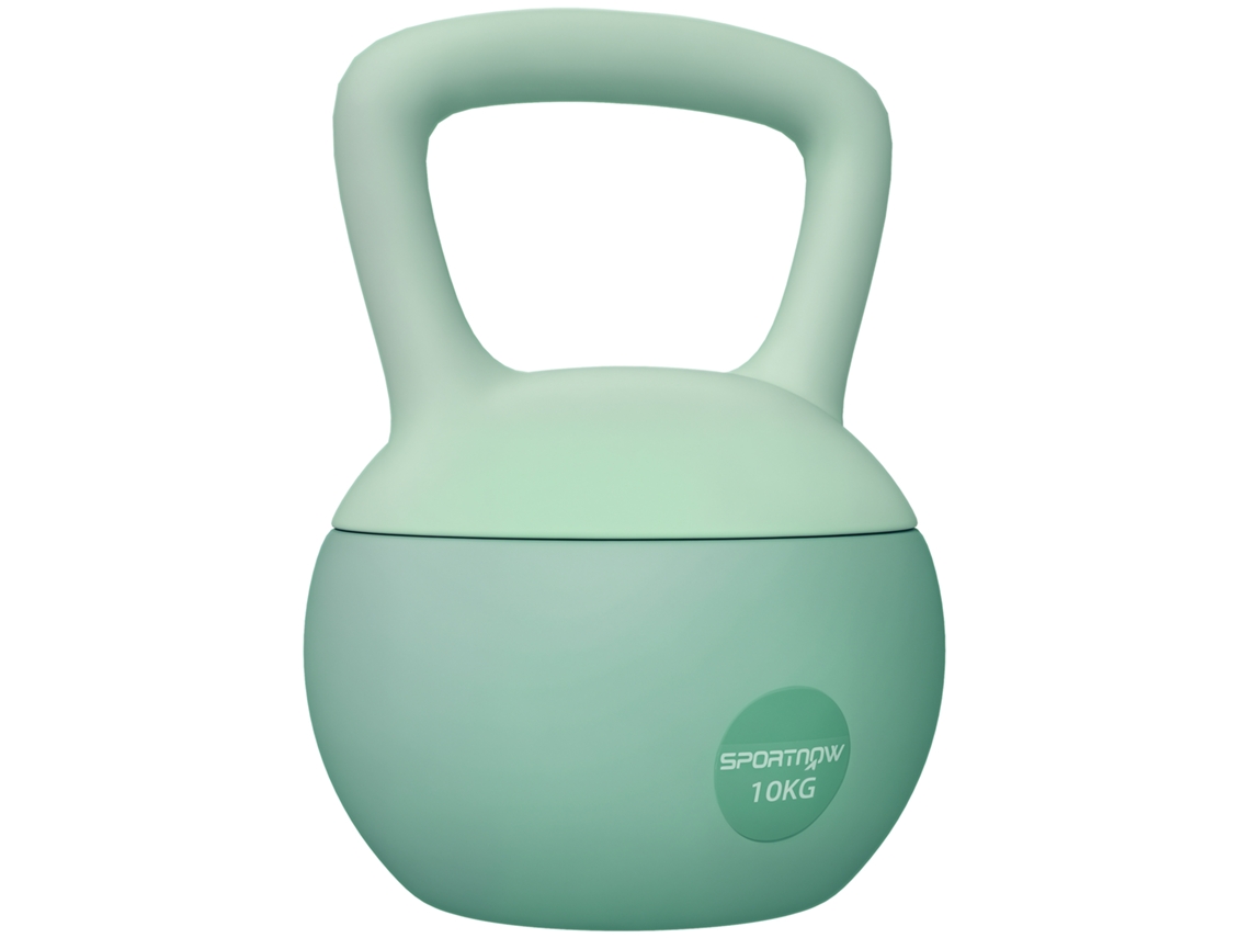 Kettlebell 10 Kg Kettlebell Preenchido com Areia Metálica e Cabo Antiderrapante para Treinamento em Casa 21x21x30 Cm Verde Ge