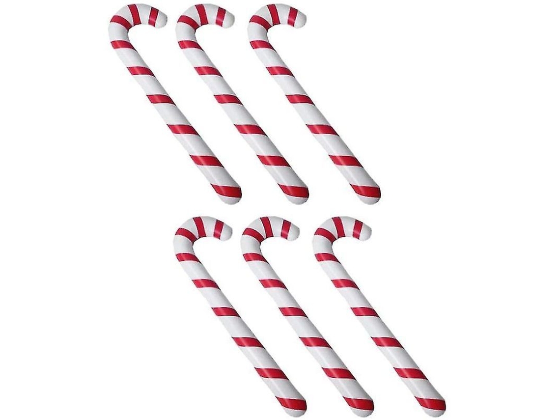 6 Bastões Infláveis De Pvc Vermelho E Branco Para Decoração De Natal, Festa E Presentes