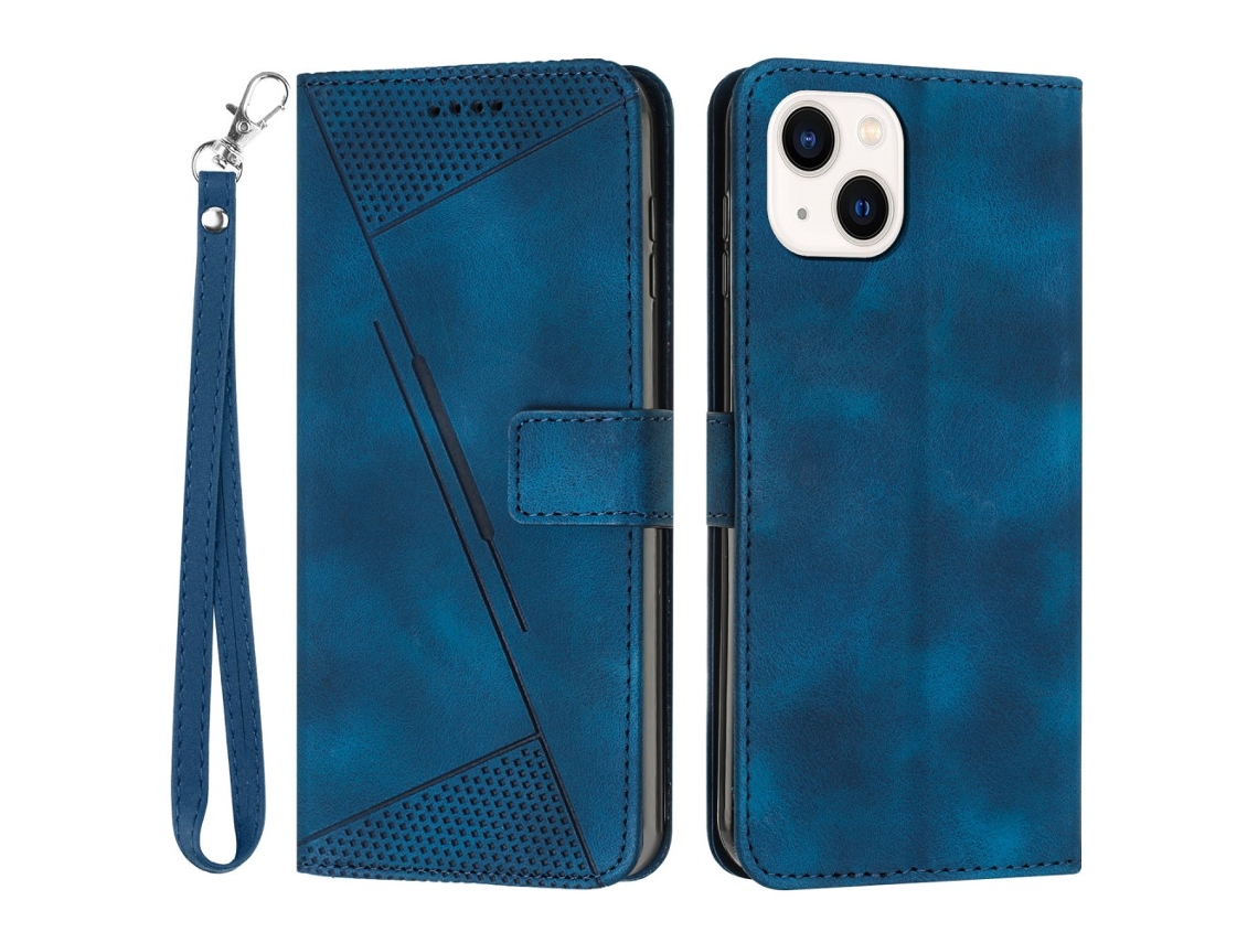 Capa Pega Para Iphone 15 Plus Pele Sintética Azul