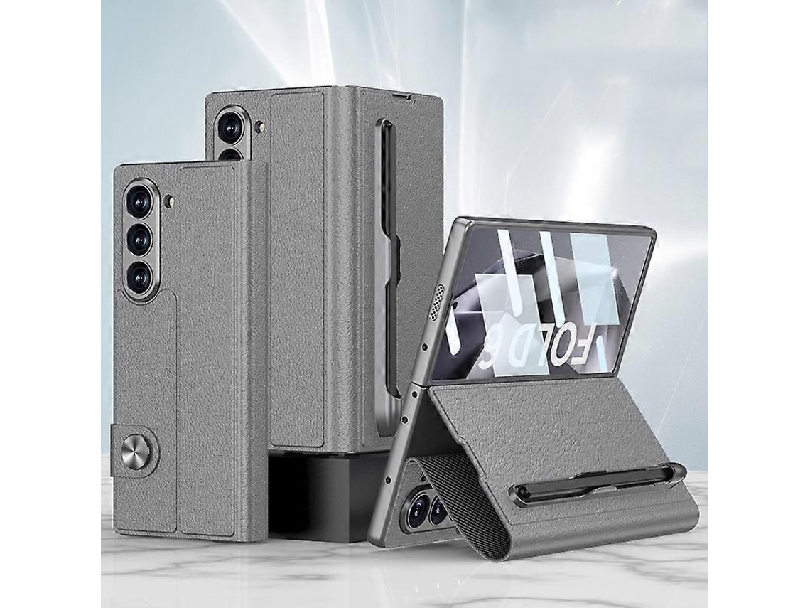 Capa De Couro Flip Integrada Gkk Com Compartimento Para Caneta, Caneta Stylus Não Incluída Para Samsung Galaxy Z Fold6