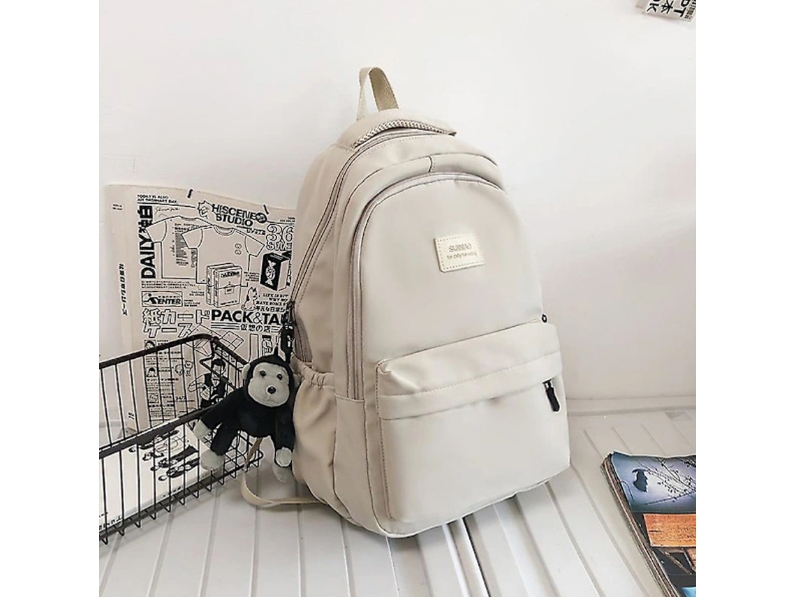 Mochila Escolar, Feminina, Juvenil, Bege, Aulas