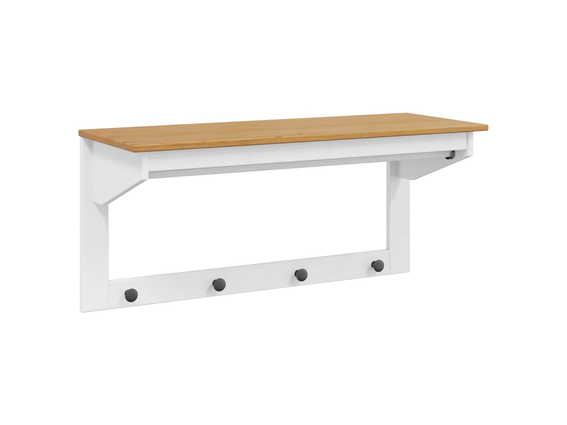 Cabideiro Hill Branco e Marrom Mel 90 X 35 X 41.5 Cm VIDAXL