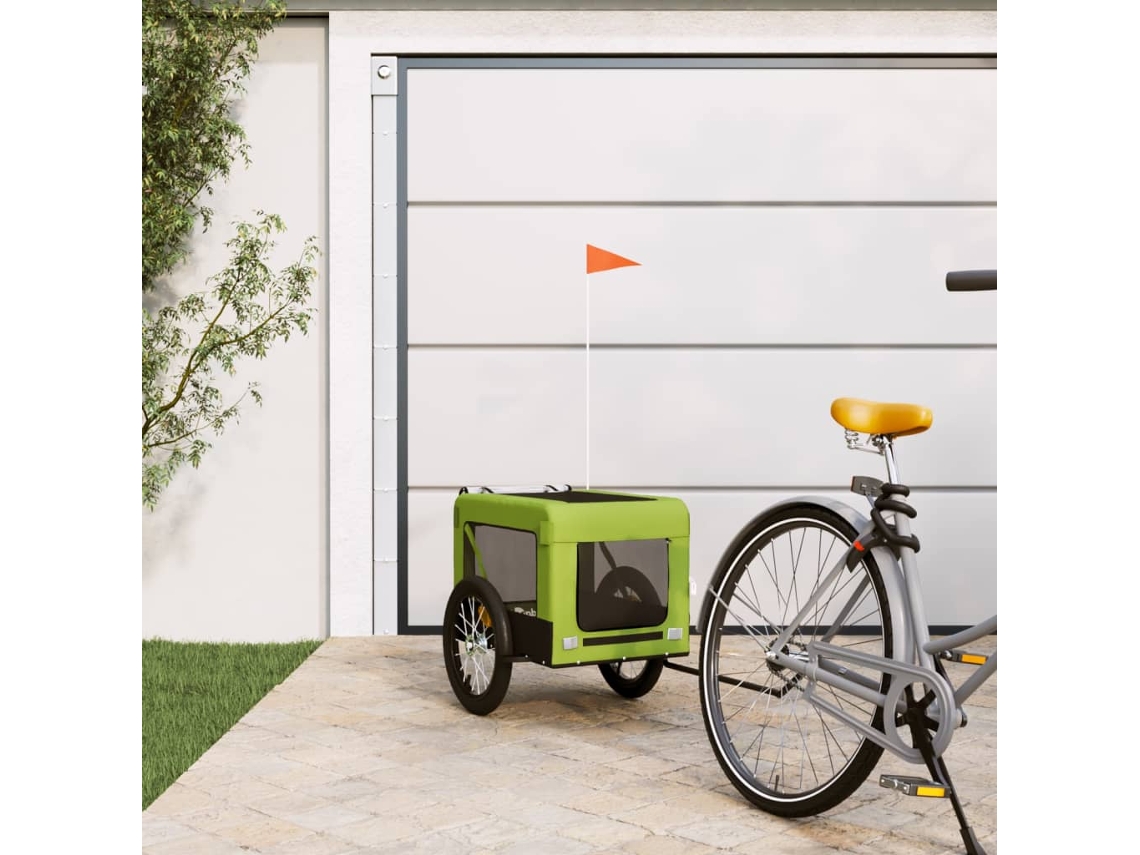 Vidaxl Reboque De Bicicleta P/ Animais Tecido Oxford/ferro Verde/preto