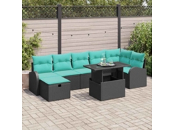 Vidaxl Conjunto De Sofá De Jardim 8 Pcs Preto Rattan Sintético