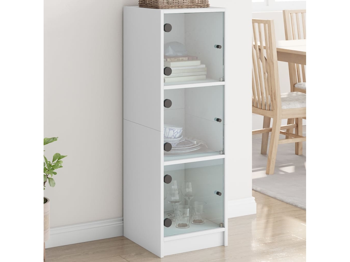 Aparador | Buffet | Armário De Apoio Alto C/ Portas De Vidro 35x37x109 Cm Branco Wsd185931 Lovely Home