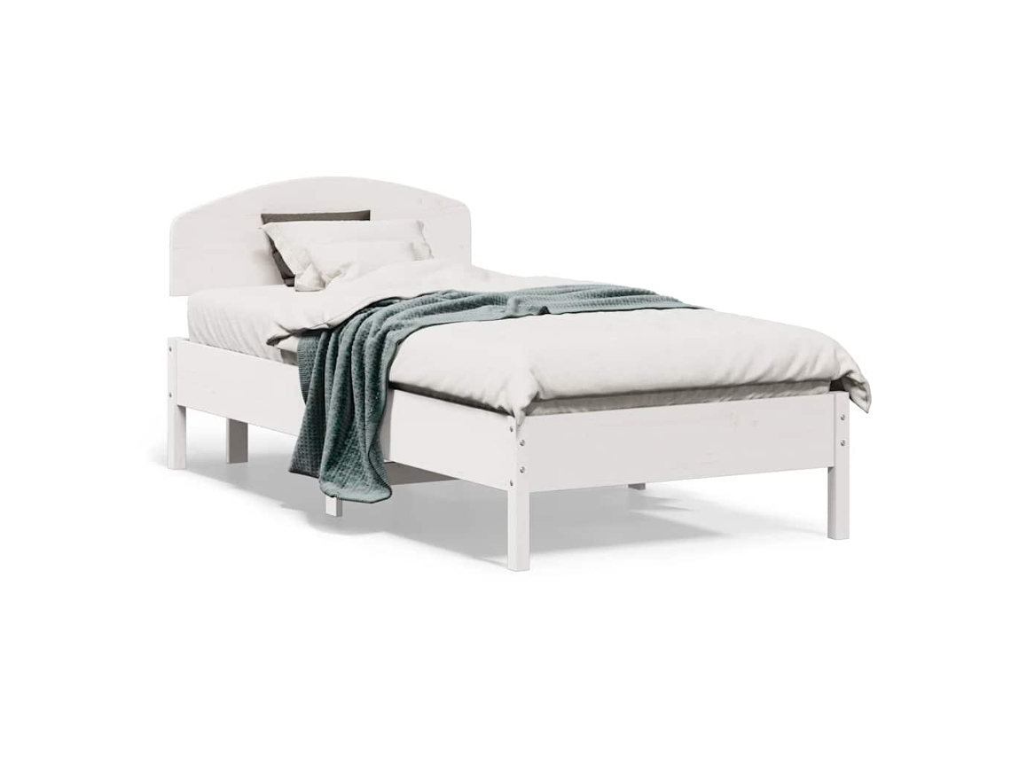 Cama Sem Colchão 75x190 cm Madeira de Pinho Maciça Branco MAISON EXCLUSIVE