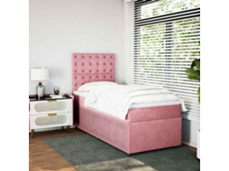Vidaxl Cama Com Molas/colchão 80x200 Cm Veludo Rosa
