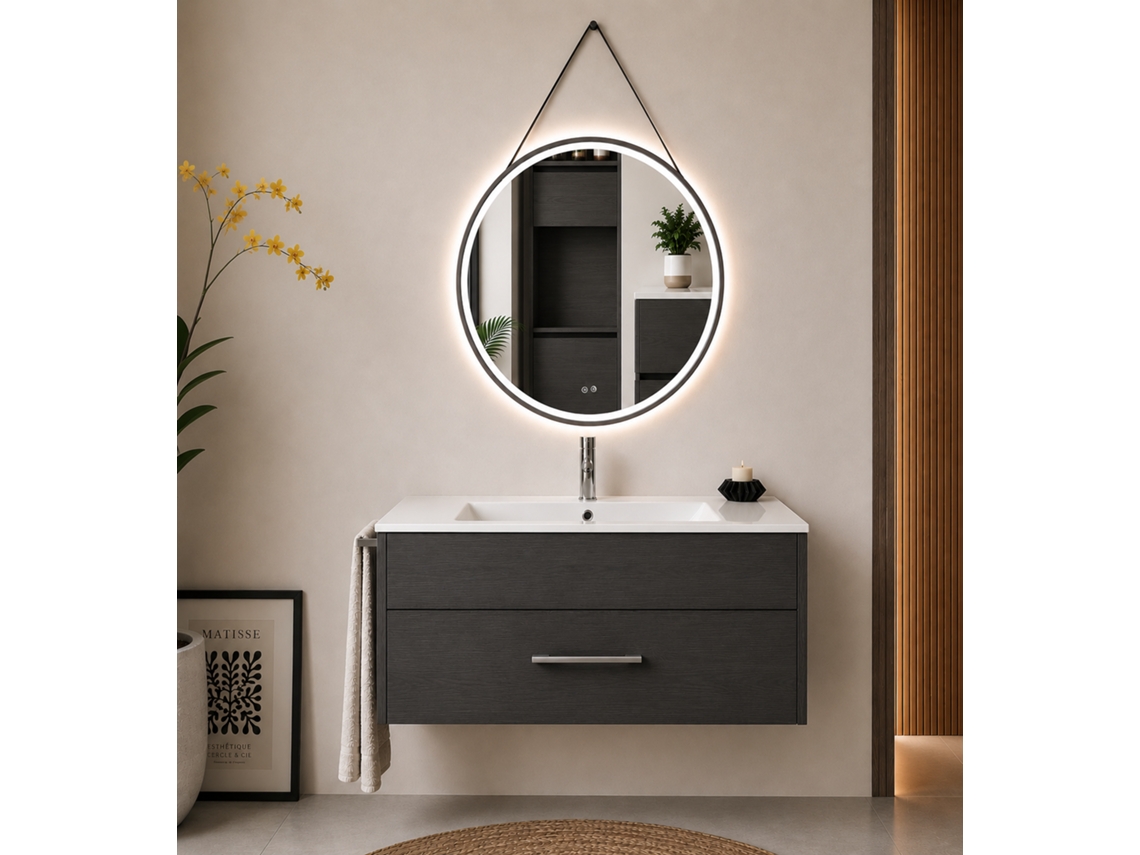 Móvel De Casa De Banho Com Lavatório Origenbath Florencia Sem Espelho 80x40 Cm Grafite