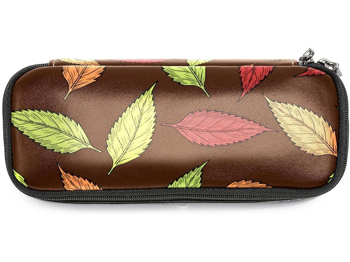 Estojo Grande Com Estampa De Folhas Outono Lápis, Marcadores, Maquiagem, Organizador, Mochila Escolar, Bolsa