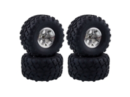 Conjunto de 4 Rodas de Plástico Austar Prateadas para Carros Rc Crawler 1/10 Hsp Hpi. MDUG
