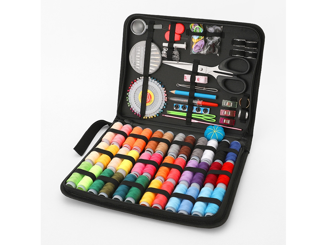 Kit de Costura com 36 Pçs, Kit Completo de Acessórios de Costura com Bobinas, Linhas e Ferram., Estojo Viagens, Iniciantes AQUAFORGE