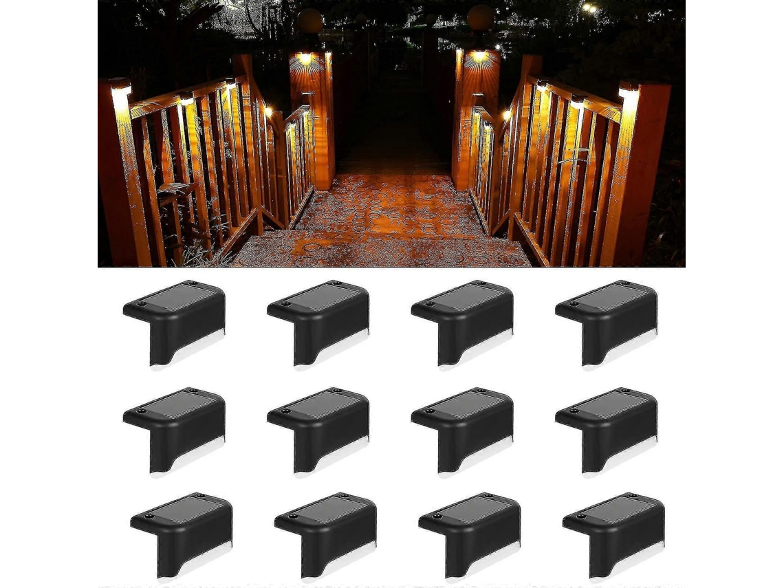 Rebe luces de Terraza Solar Exteriores Impermeables Led para Escaleras, Cerca, Barandilla, Jardín Y Patio Concha Negra