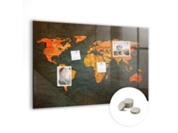 Quadro De Vidro Magnético Mapa-múndi Para O Quarto Das Crianças Espelharte (90x60 Cm)