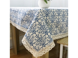 Lurelia Tecido Algodão Linho Azul Natural 60x60cm Lavável Antimanchas Floral Vintage
