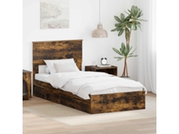 Vidaxl Cama Com Armazenamento Com Gaveta Carvalho Defumado 75 X 190 Cm