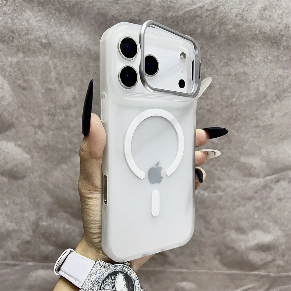 (iphone 15 Pro, Branco) Capa Fosca Magnética Semitransparente Para Iphone, Compatível Com Magsafe.