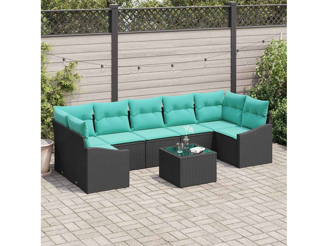 Vidaxl Conjunto De Sofás 8 Unid. 7-número De Lugares Preto E Turquesa