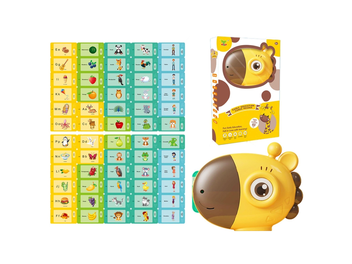 Cartões Flash Girafa Infantil Aprendizagem Inglês Brinquedo Educativo