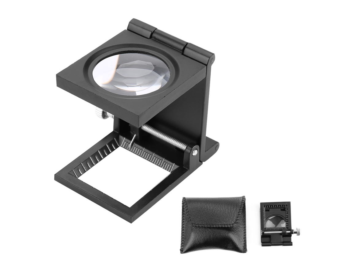Lupa Plegable De 10x De Aleación De Zinc Con Regulador Vidrio Óptico Textil Led